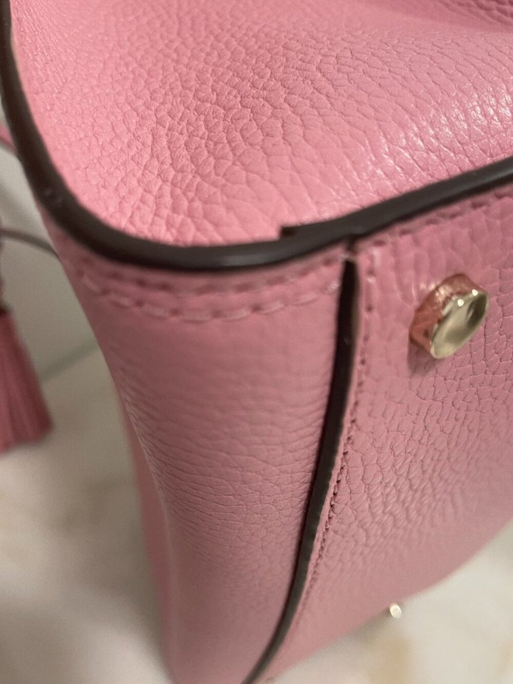 Kate Spade, Rowe, zip-top satchel, Pink pebbled leather with tassels EUC - Picture 14 of 16